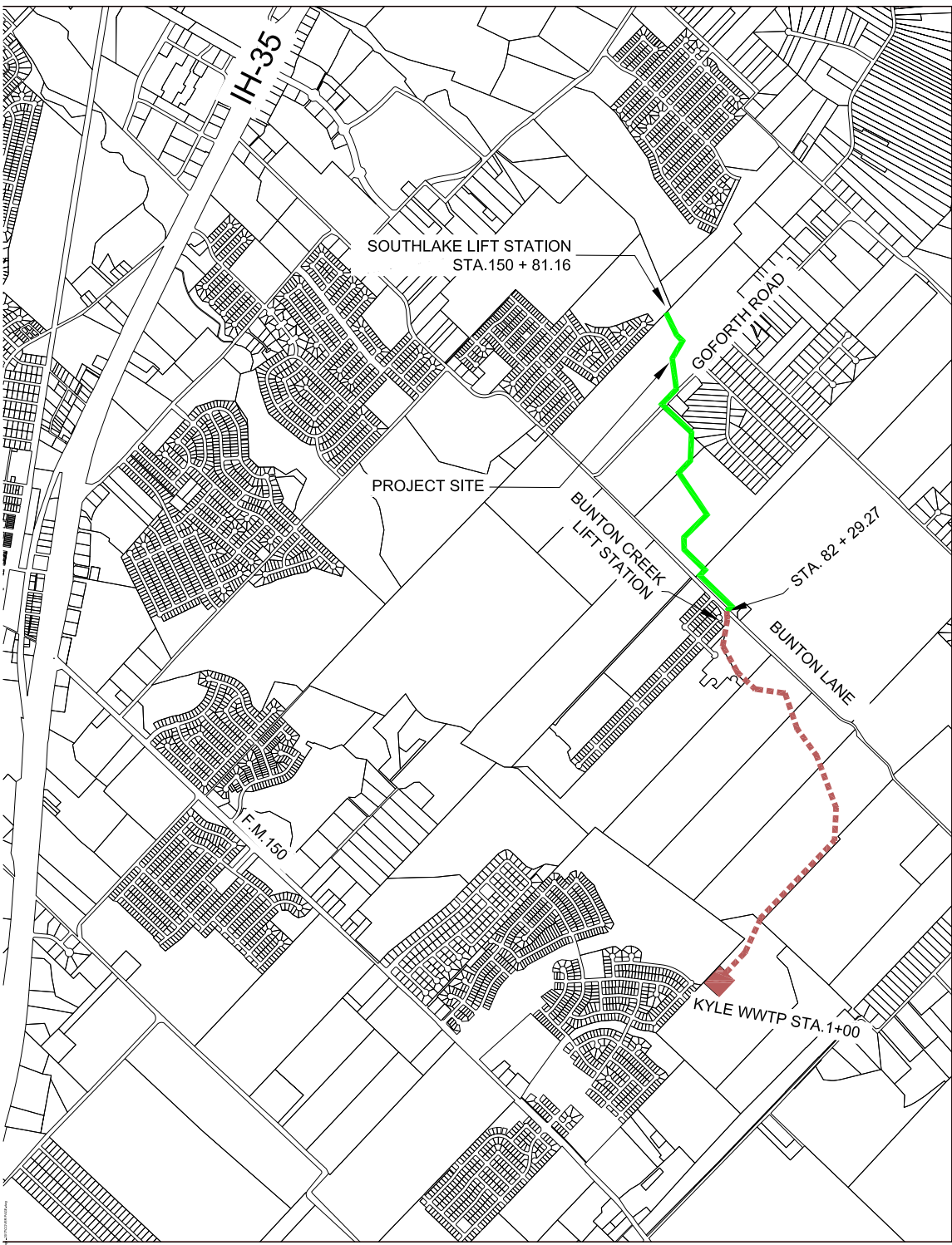 Bunton Creek Interceptor location map