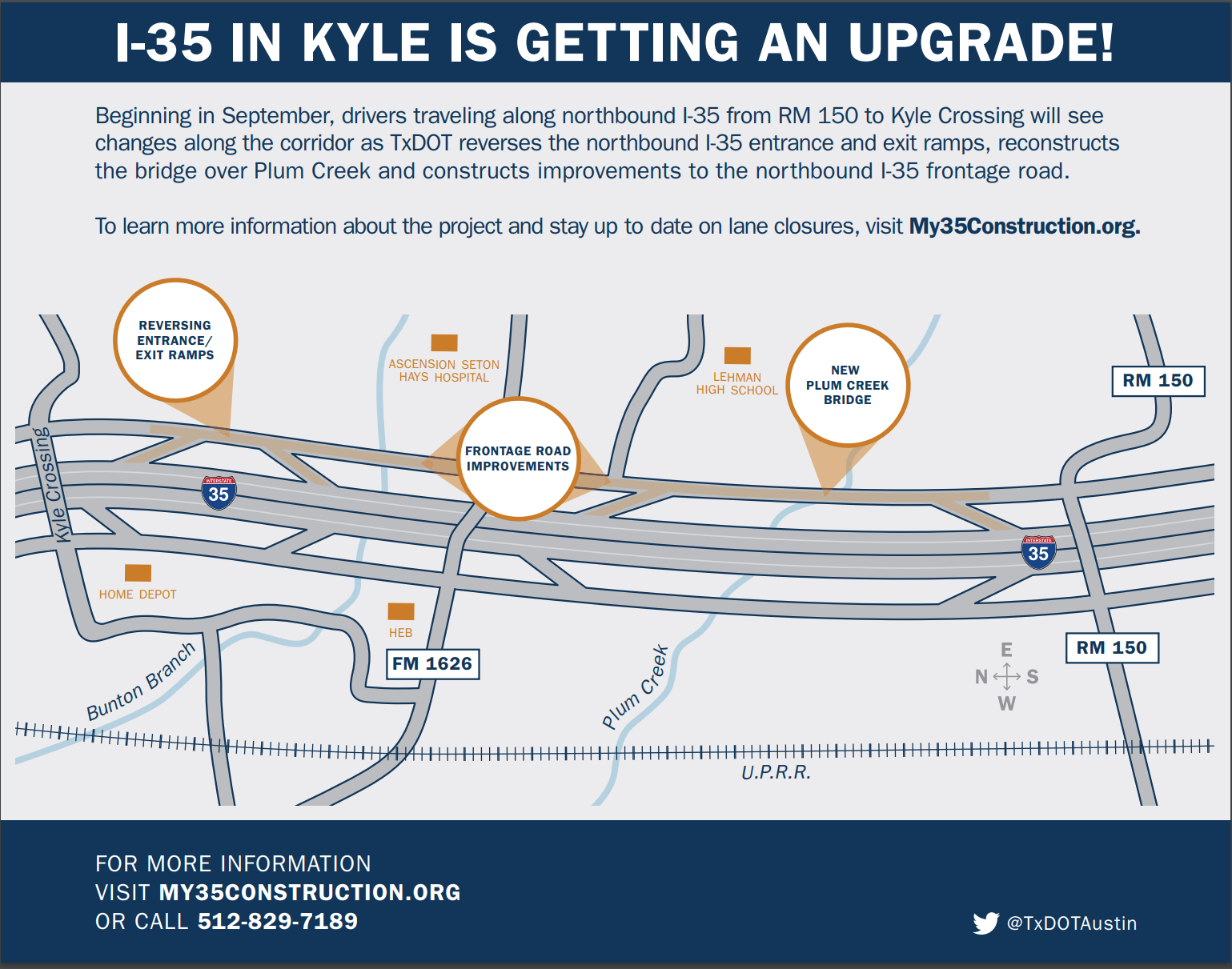 TxDOT I-35 from RM 150 to Kyle Crossing project map