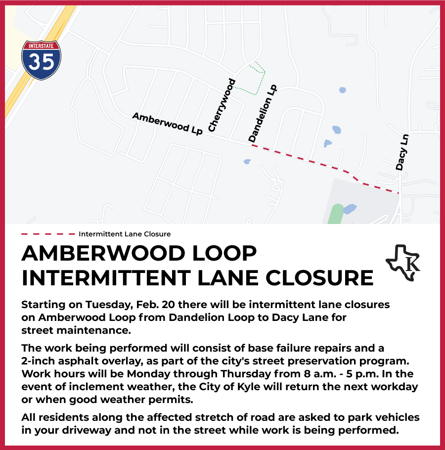 Amberwood Loop Intermittent Lane Closure