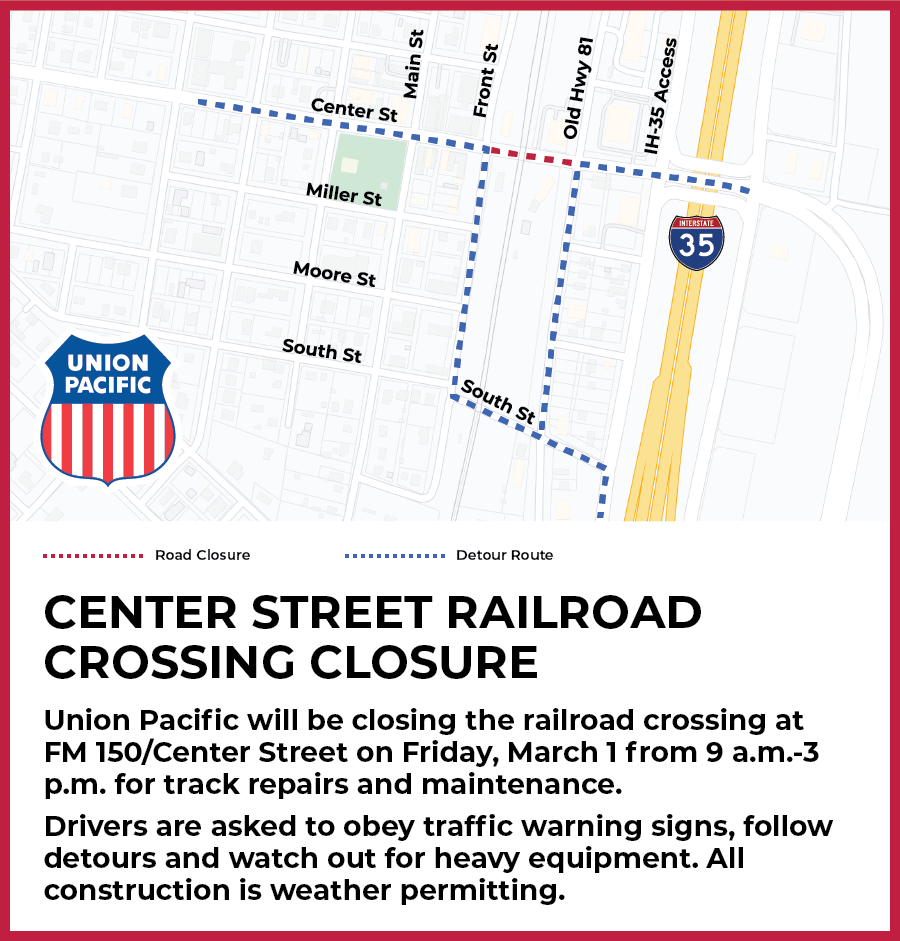Center Street Railroad Crossing Road Closure