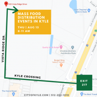 Mass Food Distribution, August, Central Texas Food Bank, Smile Direct Facility, Map
