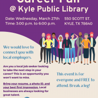 Career fair for adults from 3pm to 6pm on March 27th