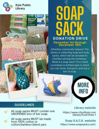 Donate soap sacks at the library