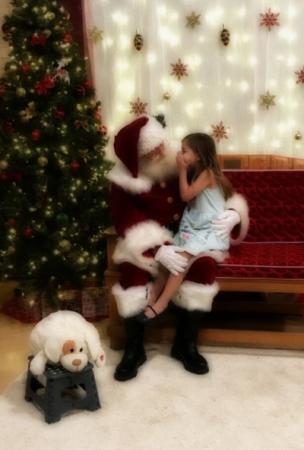 Annberlynn Newberry whispers to Santa